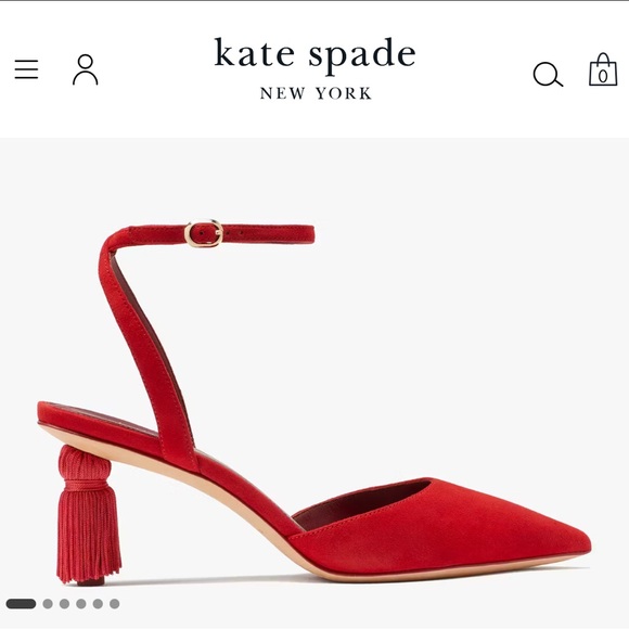 Kate Spade Voila Red Suede Tassel Heels - Picture 1 of 7